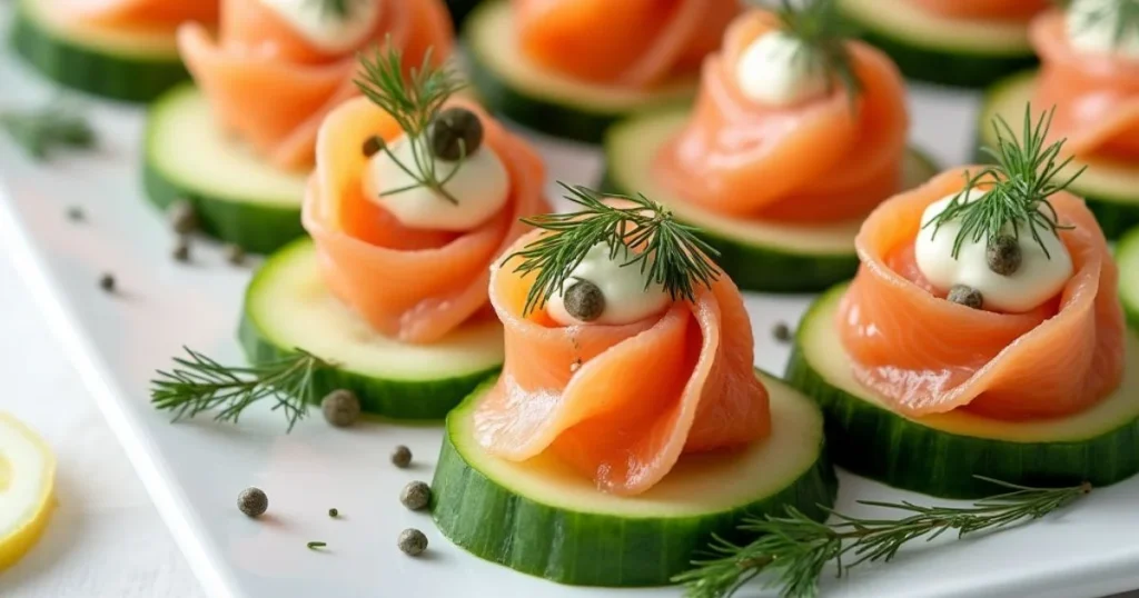 chatelaine smoked salmon roll on cucumber recipe